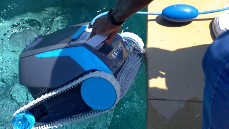 Dolphin Escape Lifting Robot From Pool Water