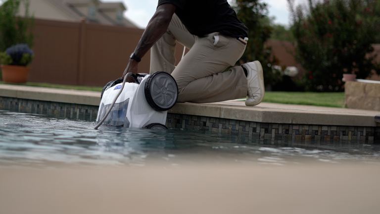 Polaris VRX iQ Lowering Into Pool Water Level View