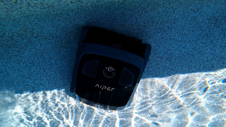 Aiper Scuba X1 Pro On Pool Floor Underwater Overhead Shot
