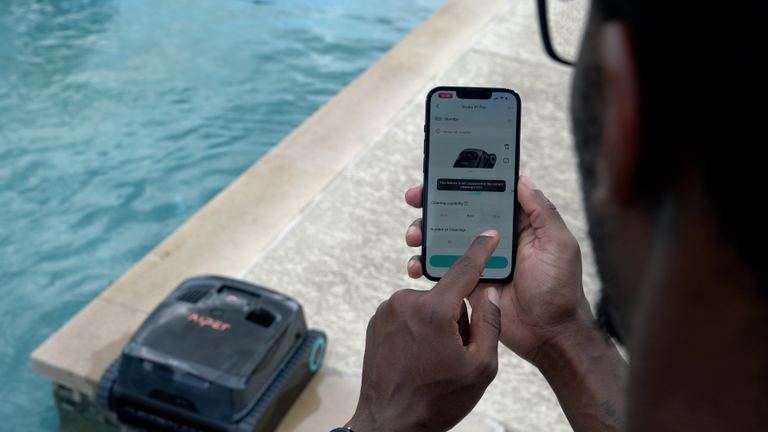 Aiper Scuba X1 Pro App Cleaning Settings Beside Pool Edge
