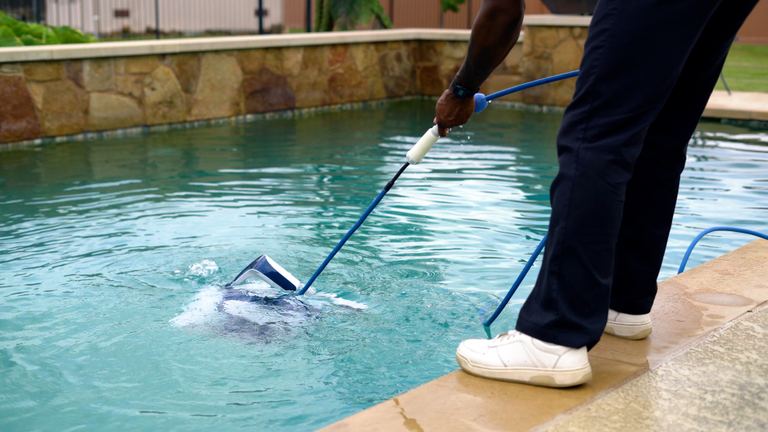 Dolphin Sigma Being Lowered Into Pool With Pole