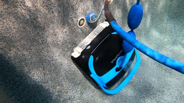 Dolphin Nautilus CC Plus Parked On Pool Floor With Cable Floats
