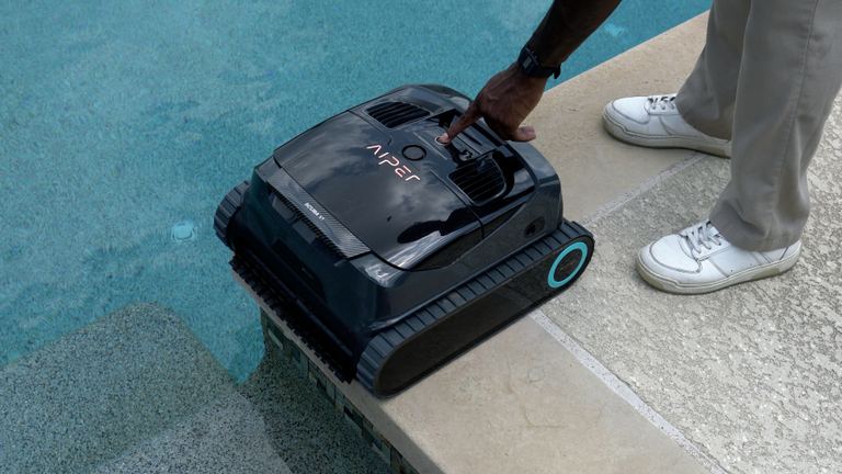 Aiper Scuba X1 Starting Cleaner With Button Press Standing