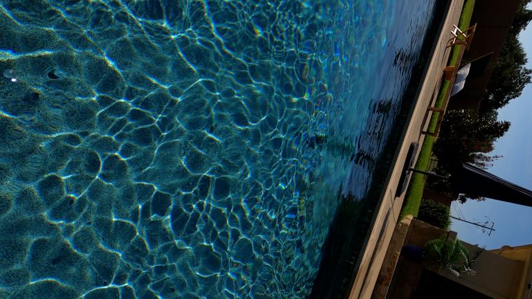 Polaris VRX iQ Sparkling Pool Water Surface Backyard View