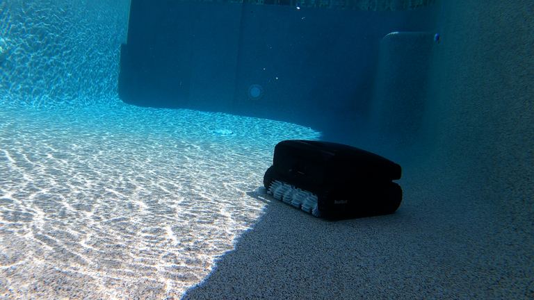 Beatbot Aquasense 2 Pro Driving Along Pool Floor Near Wall