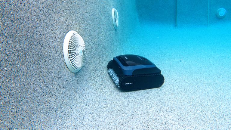 Beatbot Aquasense 2 Robot Near Pool Wall Underwater Closeup